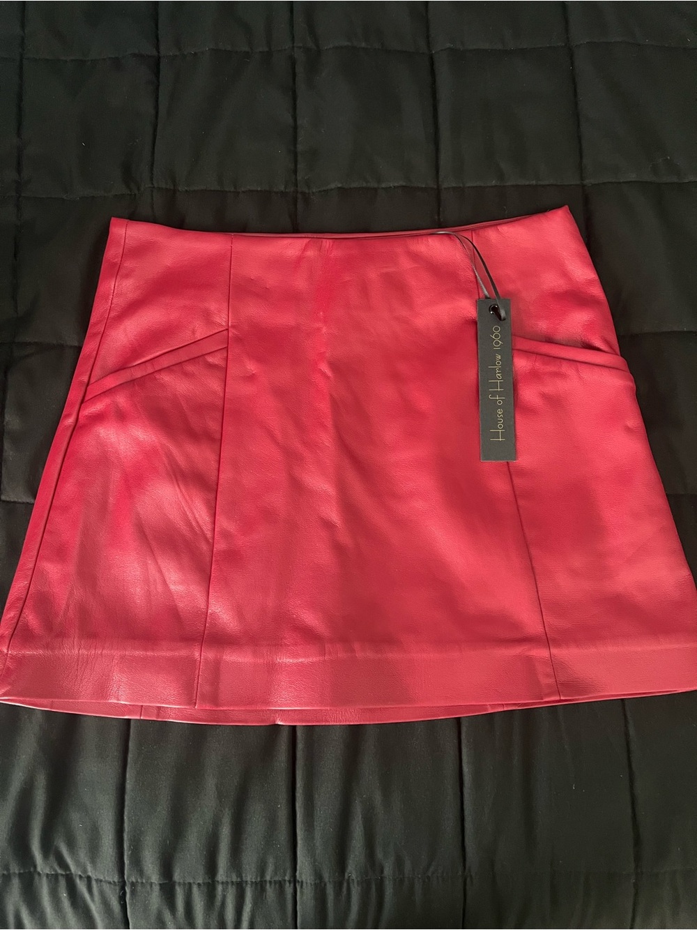 House of Harlow 1960 Rich Red Leather Mini Skirt